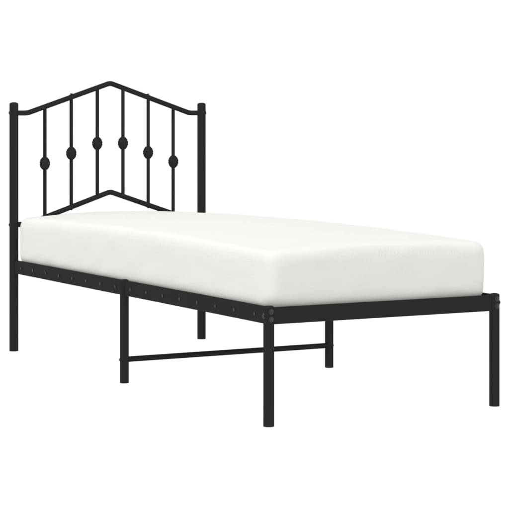 vidaXL Estructura cama sin colchón con cabecero metal negro 75x190 cm