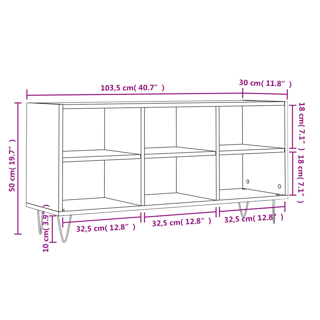 vidaXL Mueble de TV madera de ingeniería marrón roble 103,5x30x50 cm