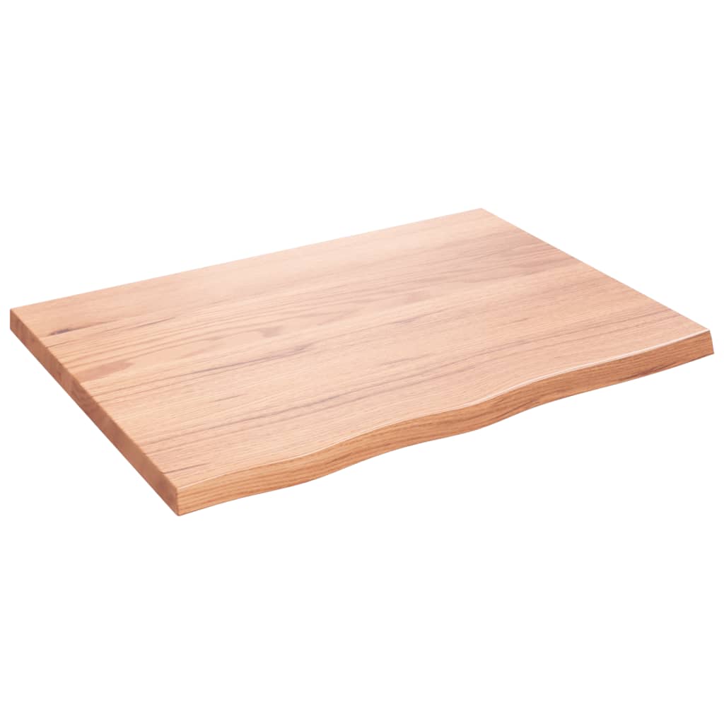 vidaXL Encimera baño madera maciza tratada marrón claro 80x60x(2-4) cm