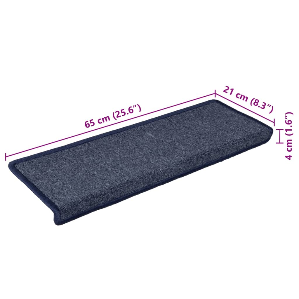 vidaXL Alfombras de peldaños de escalera 15 uds gris y azul 65x21x4 cm