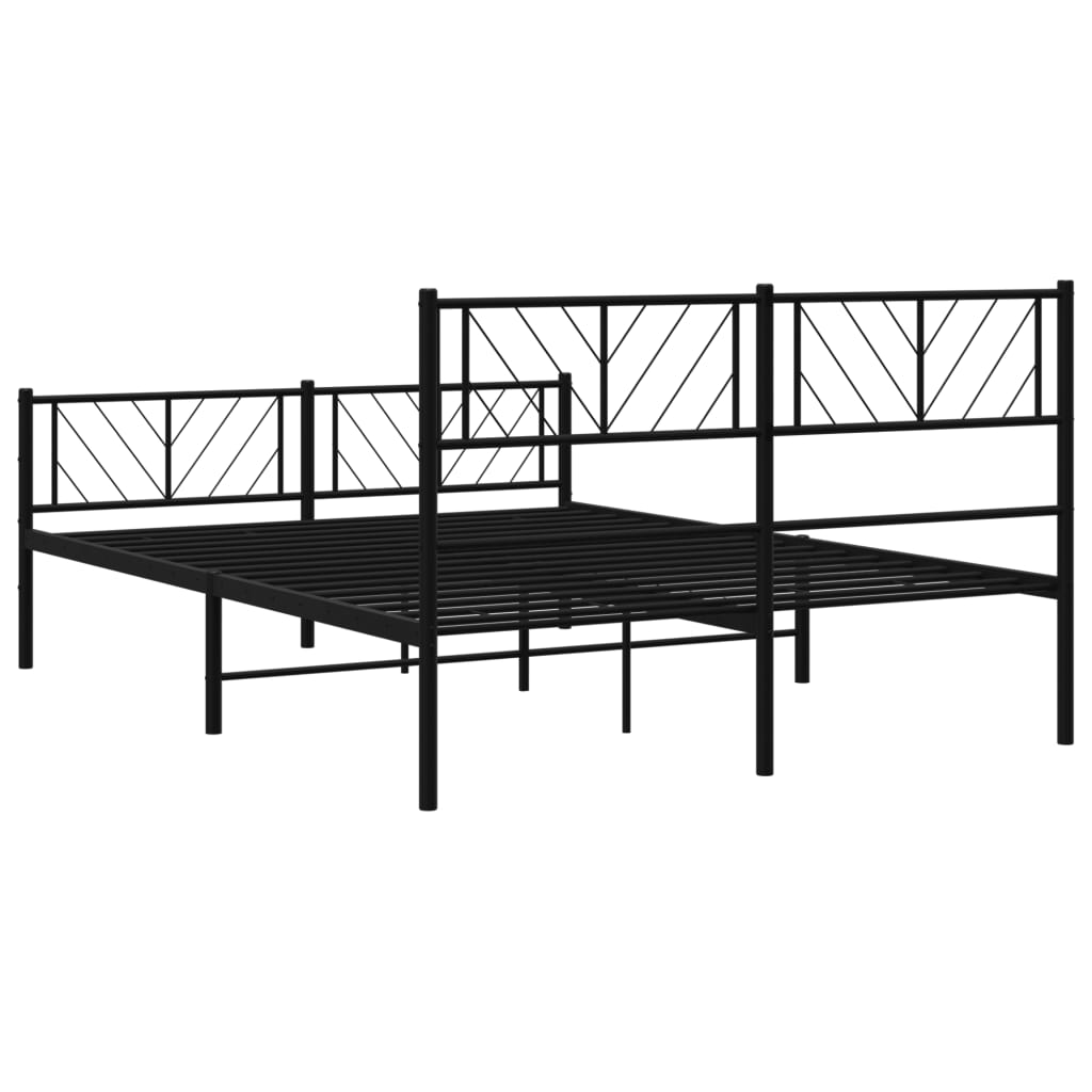 vidaXL Estructura cama sin colchón con estribo metal negro 135x190 cm