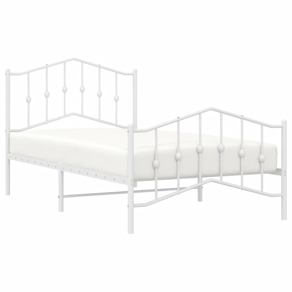 vidaXL Estructura cama sin colchón con estribo metal blanco 100x190 cm