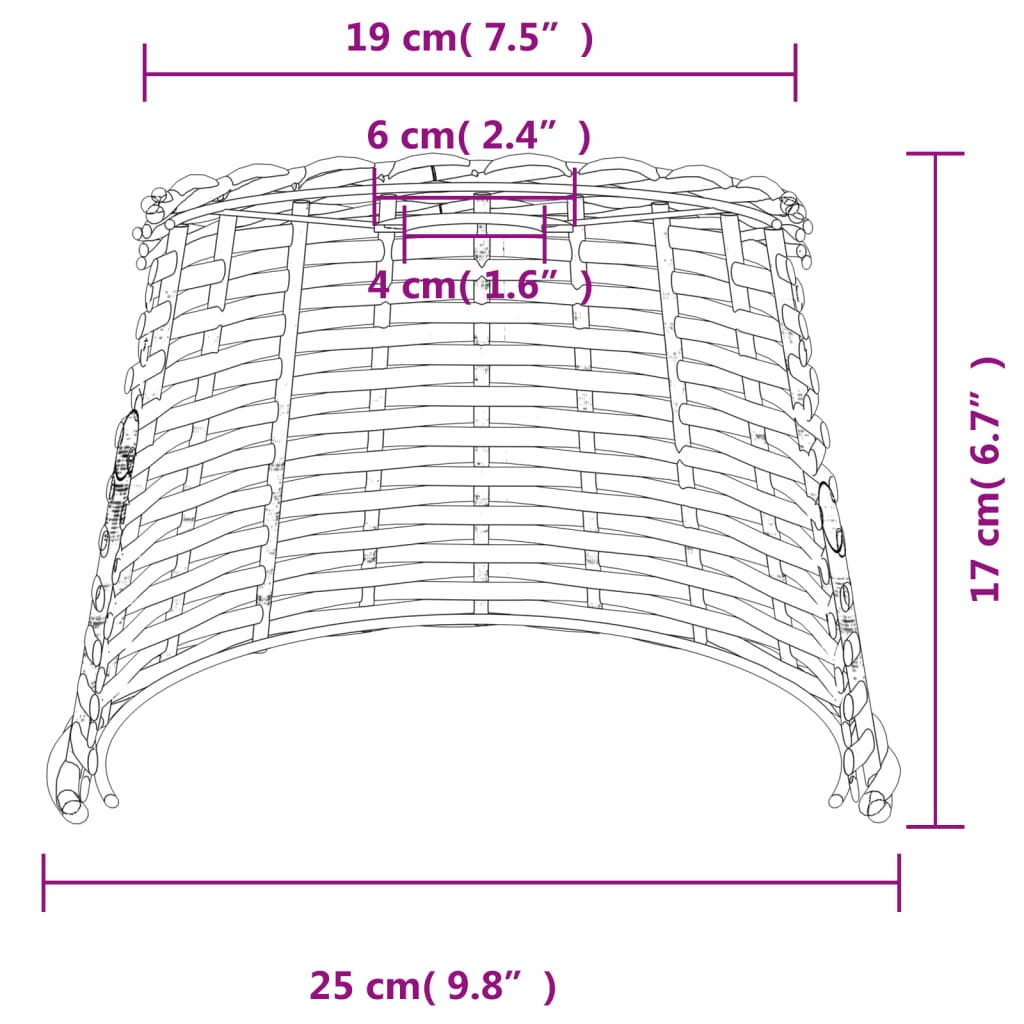 vidaXL Pantalla para lámpara de techo mimbre blanco Ø25x17 cm