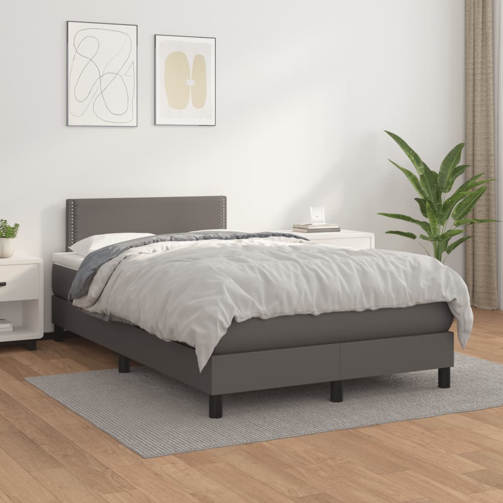 vidaXL Cama box spring con colchón cuero sintético gris 120x190 cm