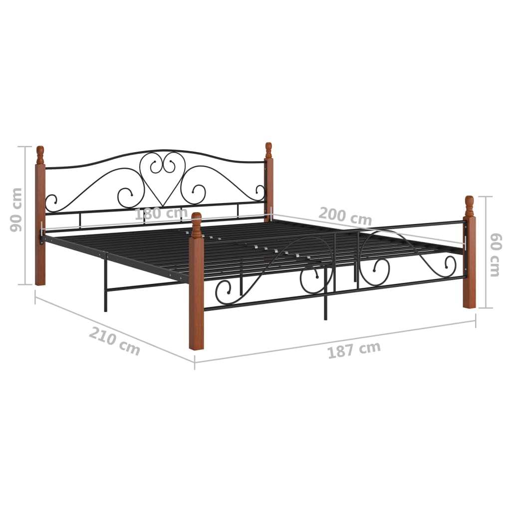 vidaXL Estructura de cama sin colchón metal negro 180x200 cm