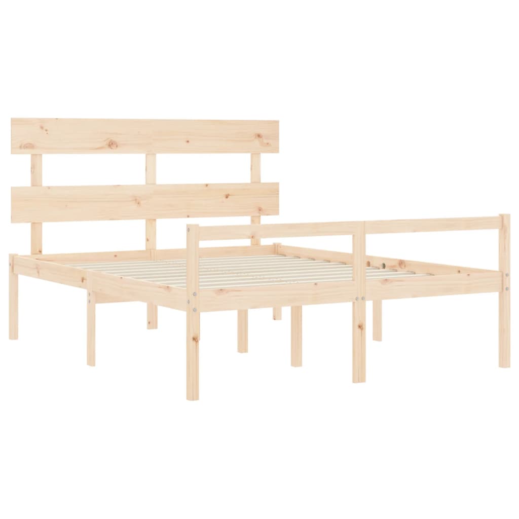 vidaXL Cama para personas mayores con cabecero madera maciza 160x200cm