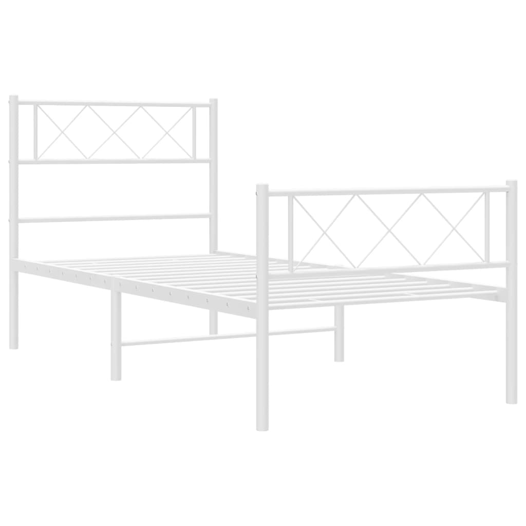 vidaXL Estructura cama sin colchón con estribo metal blanco 100x200 cm