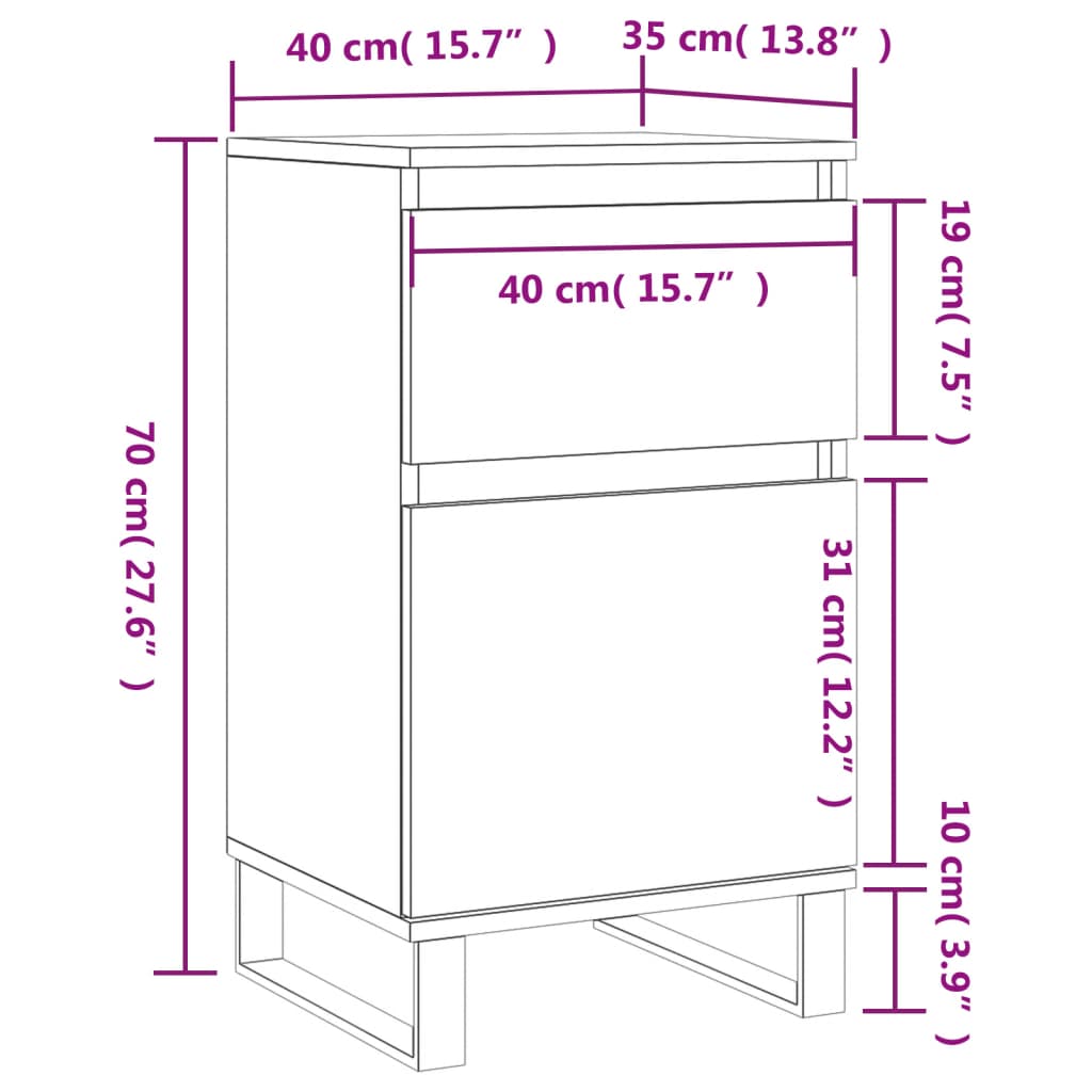 vidaXL Aparador madera de ingeniería gris Sonoma 40x35x70 cm