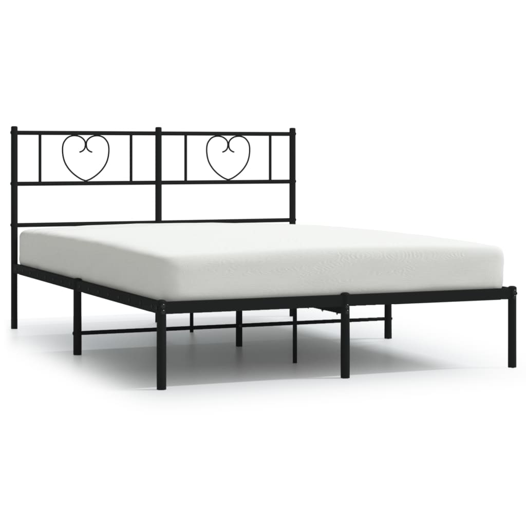 vidaXL Estructura cama sin colchón con cabecero metal negro 140x200 cm