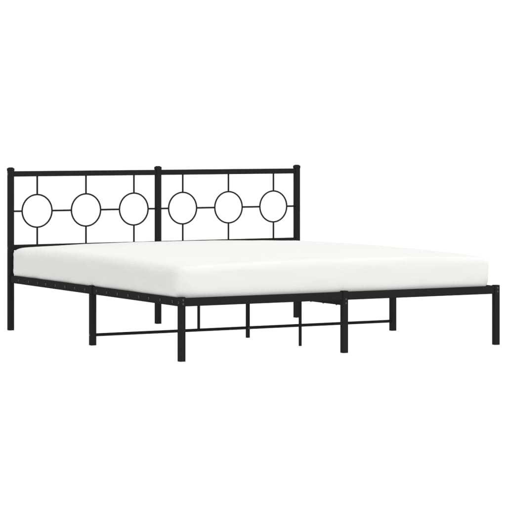 vidaXL Estructura cama sin colchón con cabecero metal negro 180x200 cm