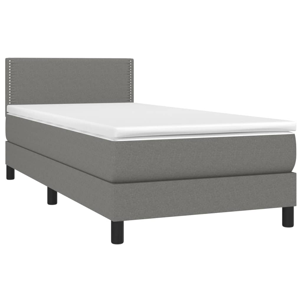 vidaXL Cama box spring con colchón tela gris oscuro 80x200 cm