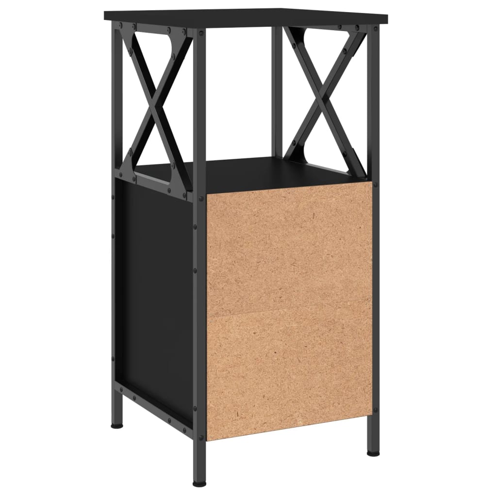 vidaXL Mesita de noche madera contrachapada negra 34x35,5x70 cm