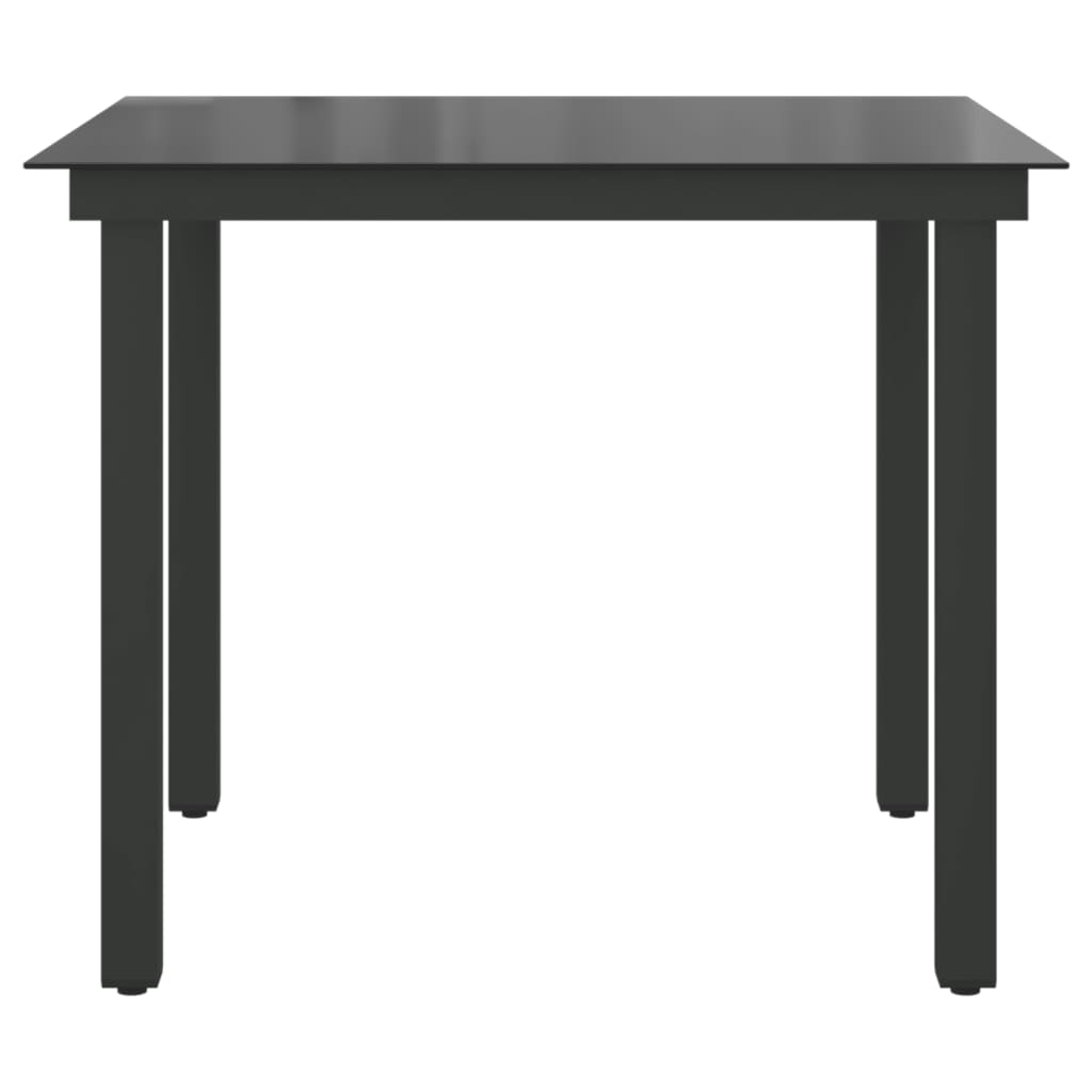 vidaXL Mesa de jardín de aluminio y vidrio negra 80x80x74 cm