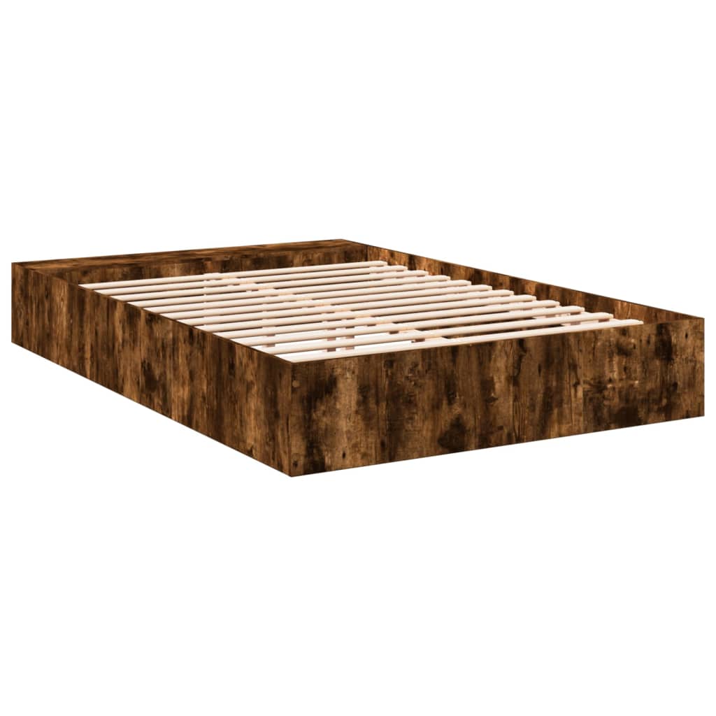 vidaXL Estructura de cama madera de ingeniería roble ahumado 160x200cm