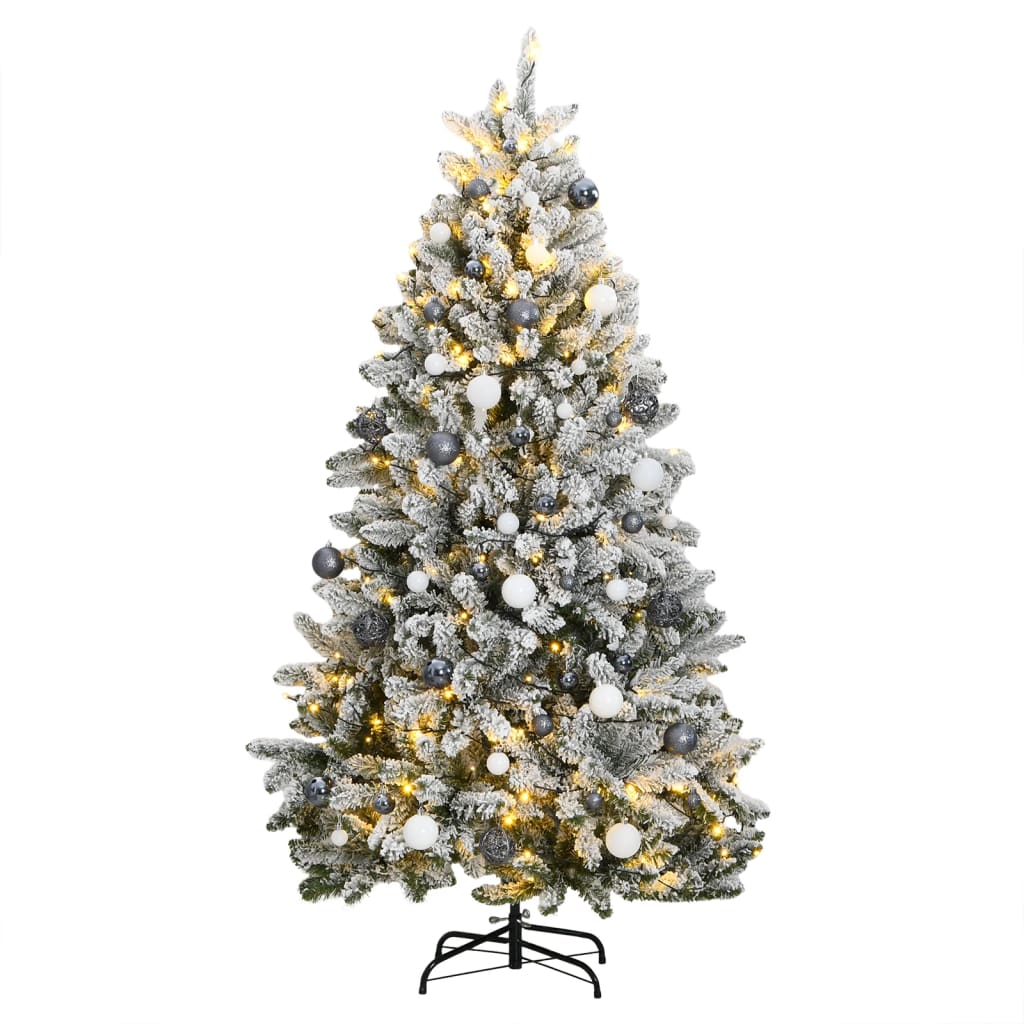 vidaXL Árbol de Navidad artificial con bisagras 300 LED y bolas 180 cm