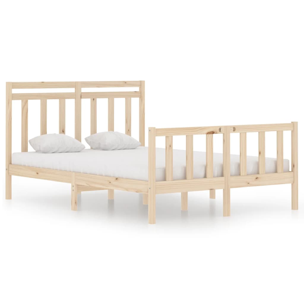 vidaXL Estructura de cama de matrimonio madera maciza 135x190 cm