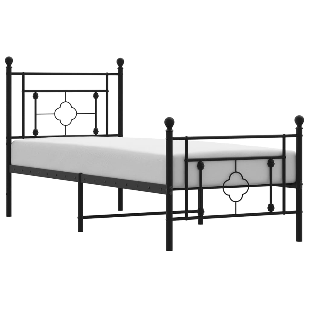 vidaXL Estructura cama sin colchón con estribo metal negro 75x190 cm