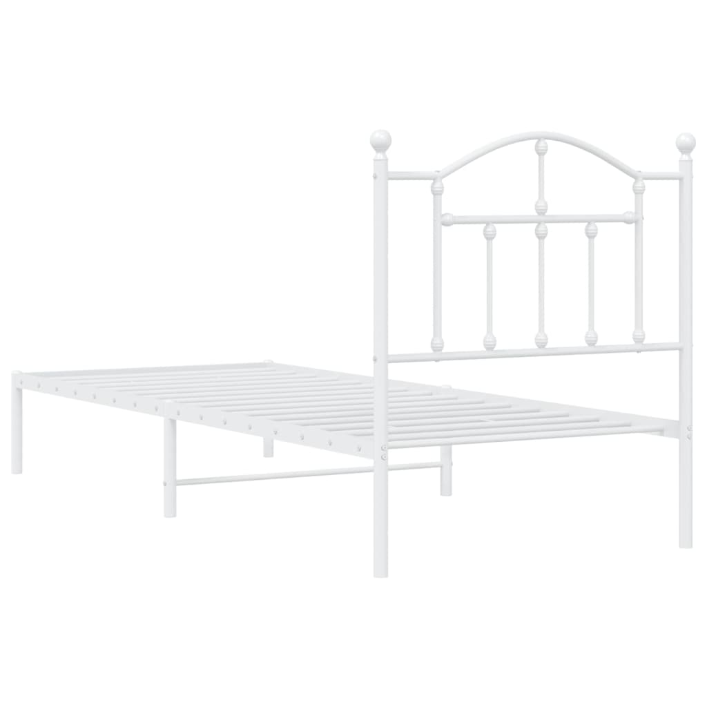 vidaXL Estructura de cama de metal con cabecero blanco 90x190 cm