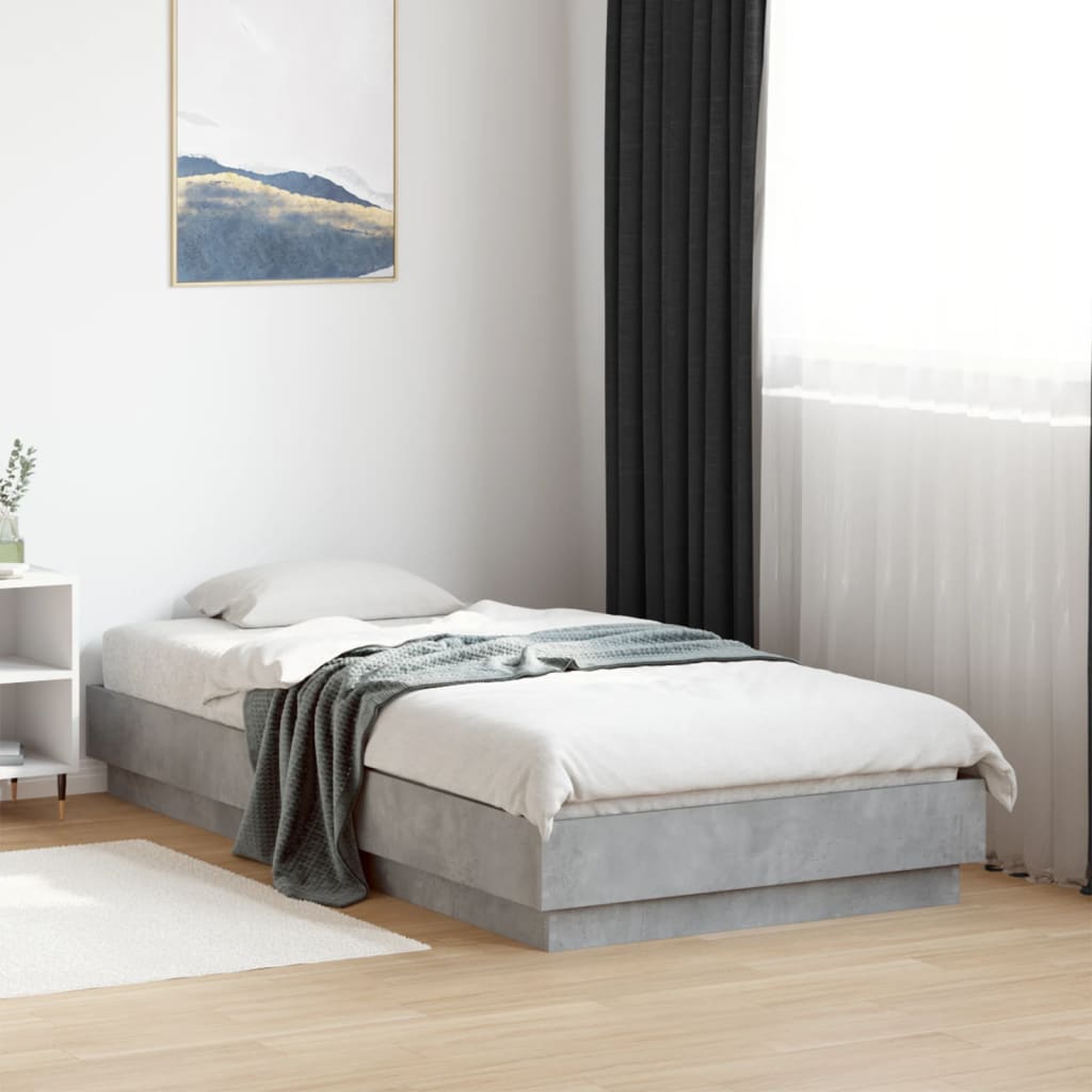 vidaXL Estructura de cama madera de ingeniería gris hormigón 75x190 cm