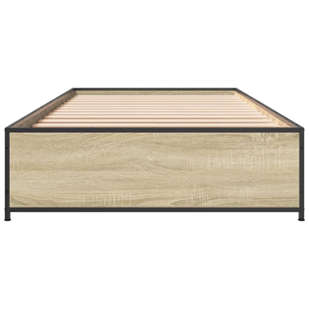 vidaXL Estructura cama madera ingeniería metal roble Sonoma 90x200 cm