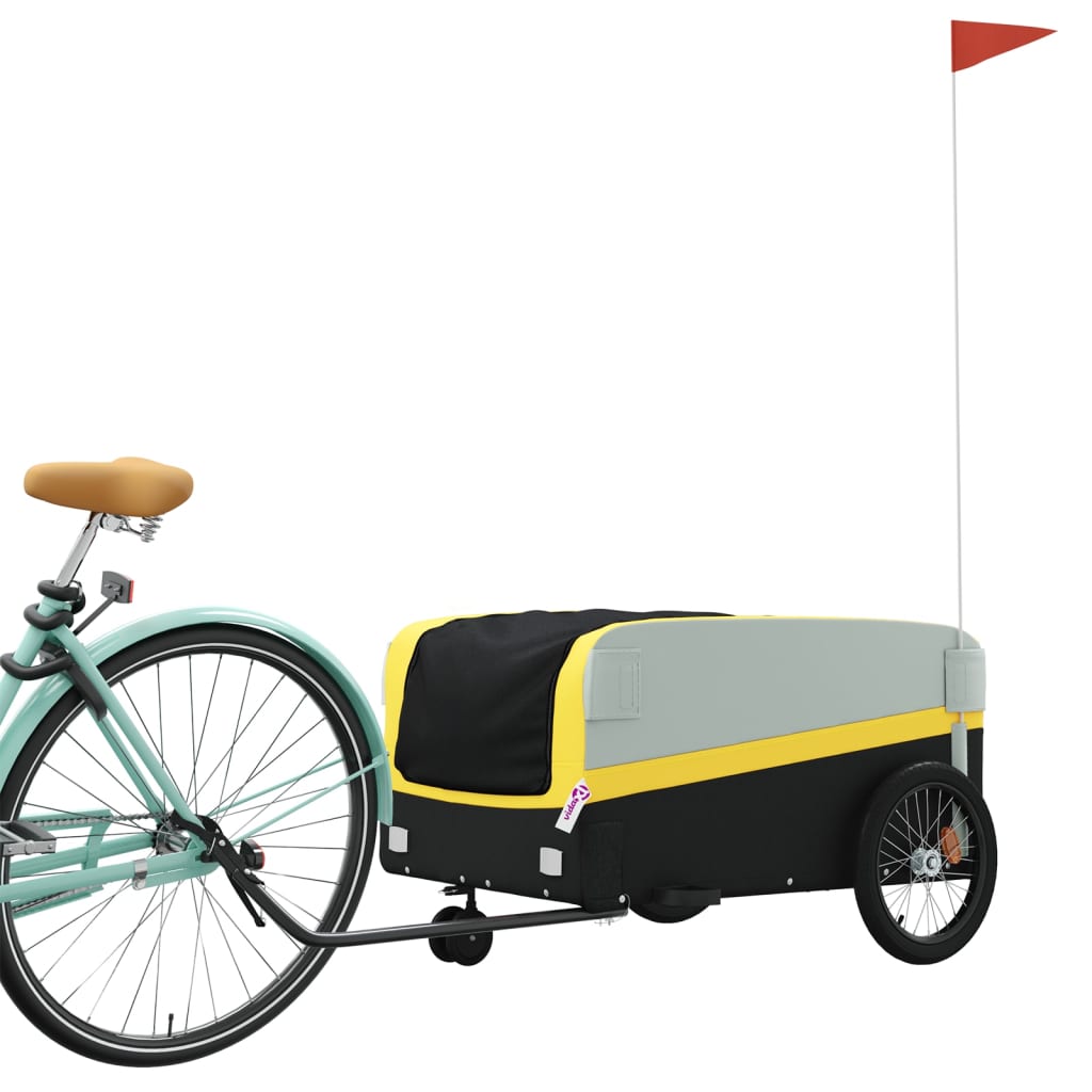 vidaXL Remolque para bicicleta hierro negro y amarillo 45 kg