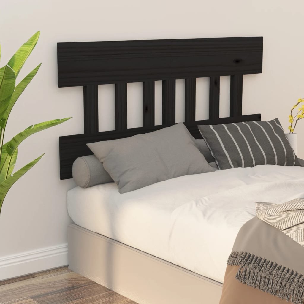 vidaXL Cabecero de cama madera maciza de pino negro 183,5x3x81 cm