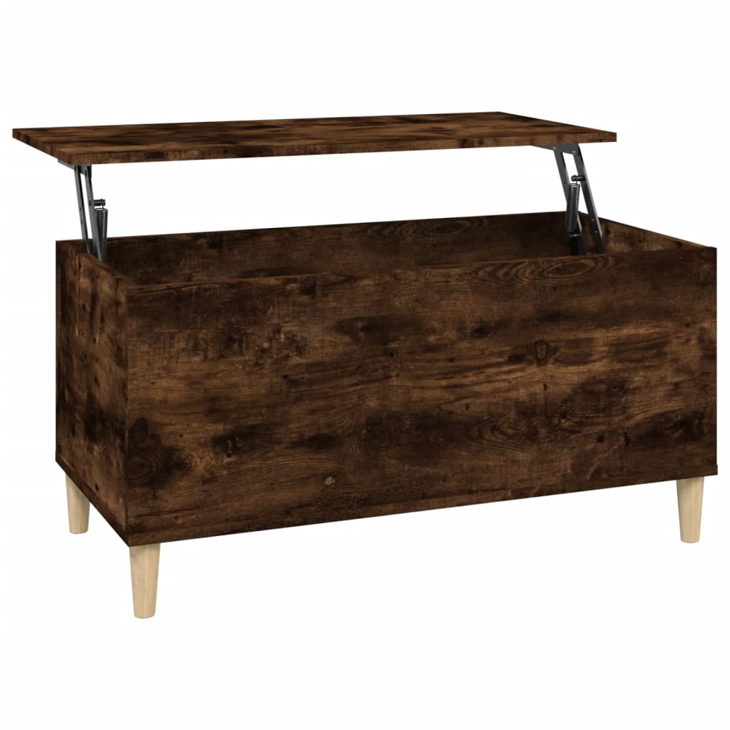 vidaXL Mesa de centro madera contrachapada roble ahumado 90x44,5x45 cm