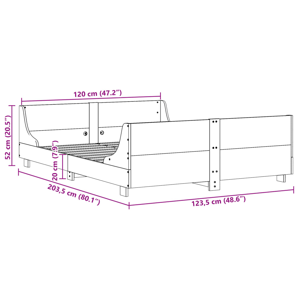 vidaXL Estructura de cama sin colchón madera de pino blanca 120x200 cm