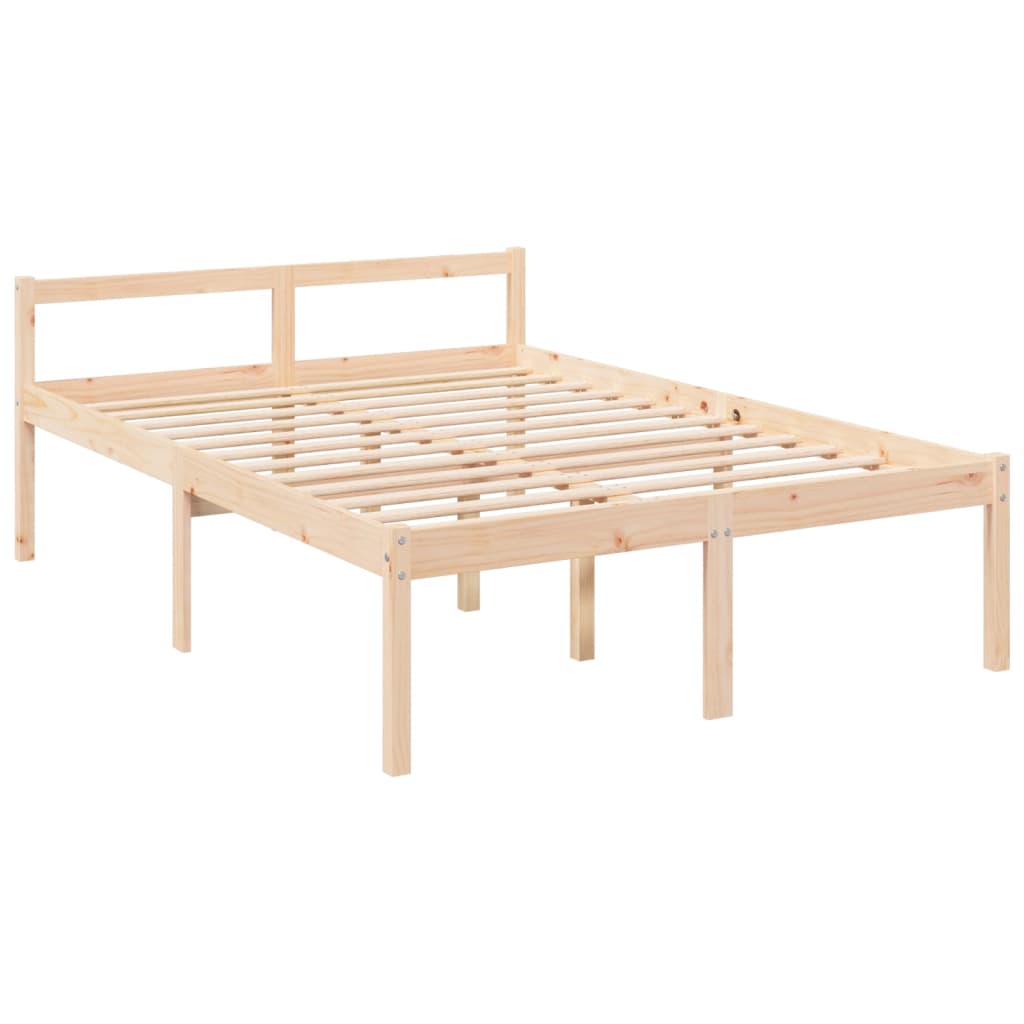 vidaXL Cama para personas mayores con cabecero madera maciza 140x190cm