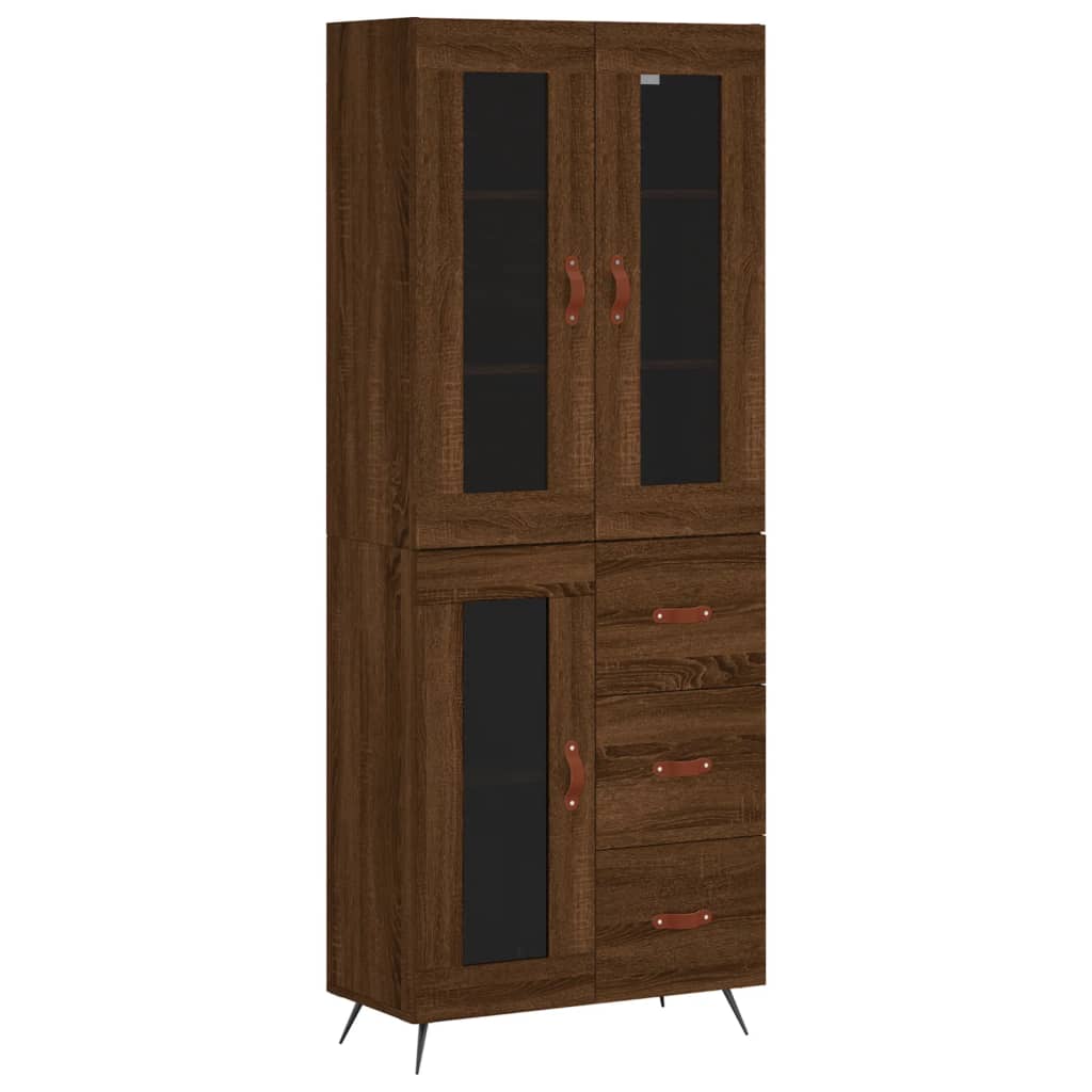 vidaXL Aparador alto madera contrachapada marrón roble 69,5x34x180 cm