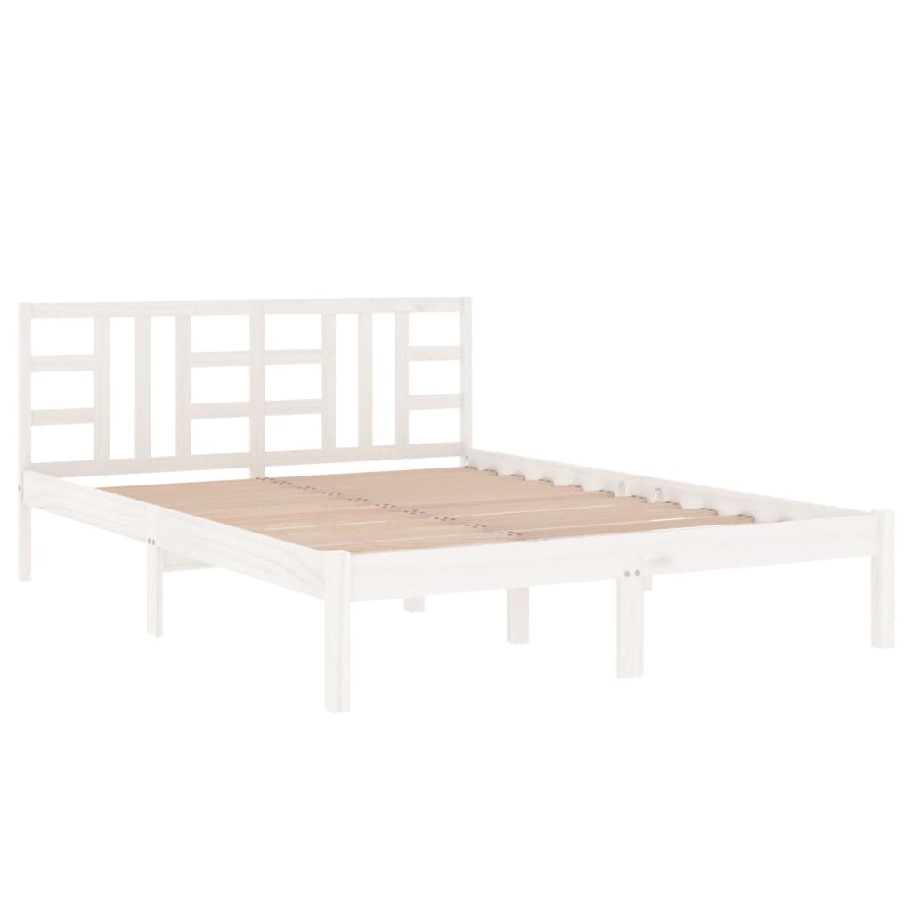 vidaXL Estructura de cama de madera maciza blanca 135x190 cm