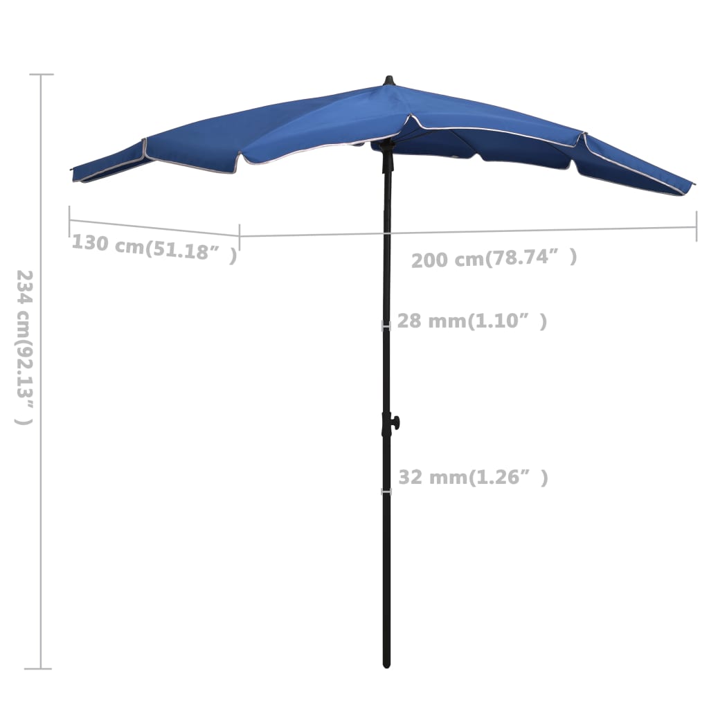 vidaXL Sombrilla de jardín con palo azul celeste 200x130 cm