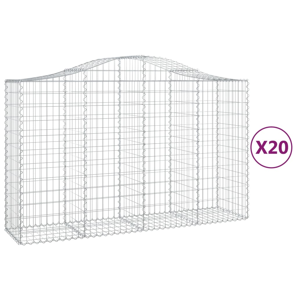 vidaXL Cestas gaviones 20 uds forma de arco hierro 200x50x120/140 cm