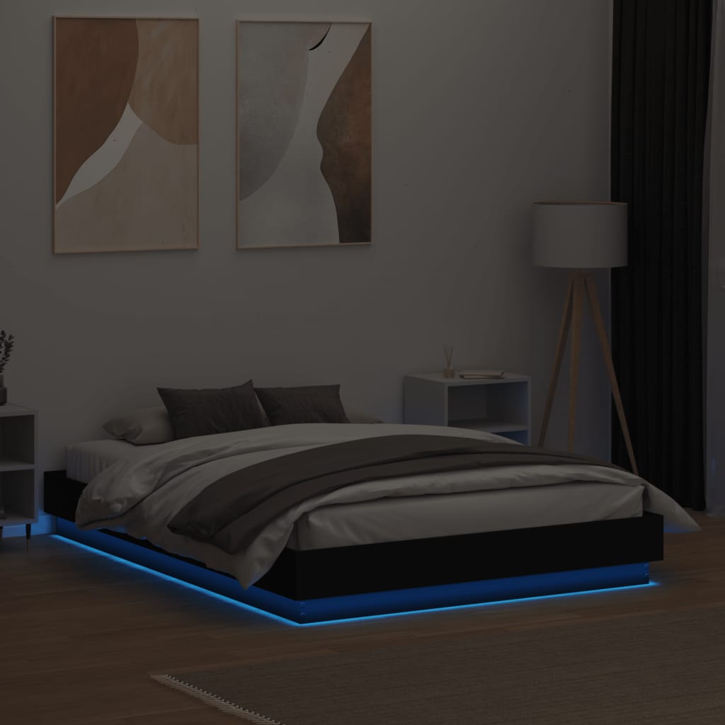 vidaXL Estructura de cama con luces LED negro 120x190 cm