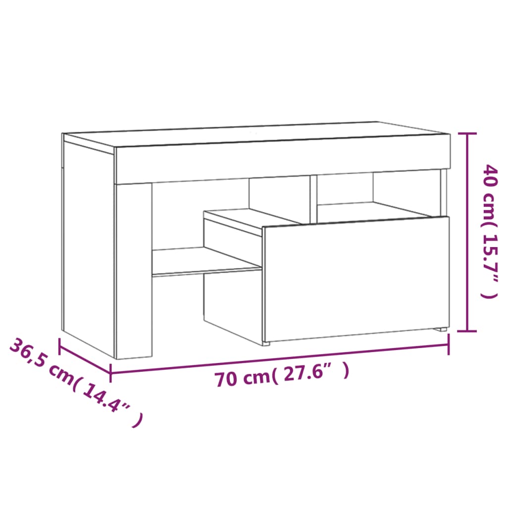 vidaXL Mesitas de noche con luces LED 2 uds roble negras 70x36,5x40cm