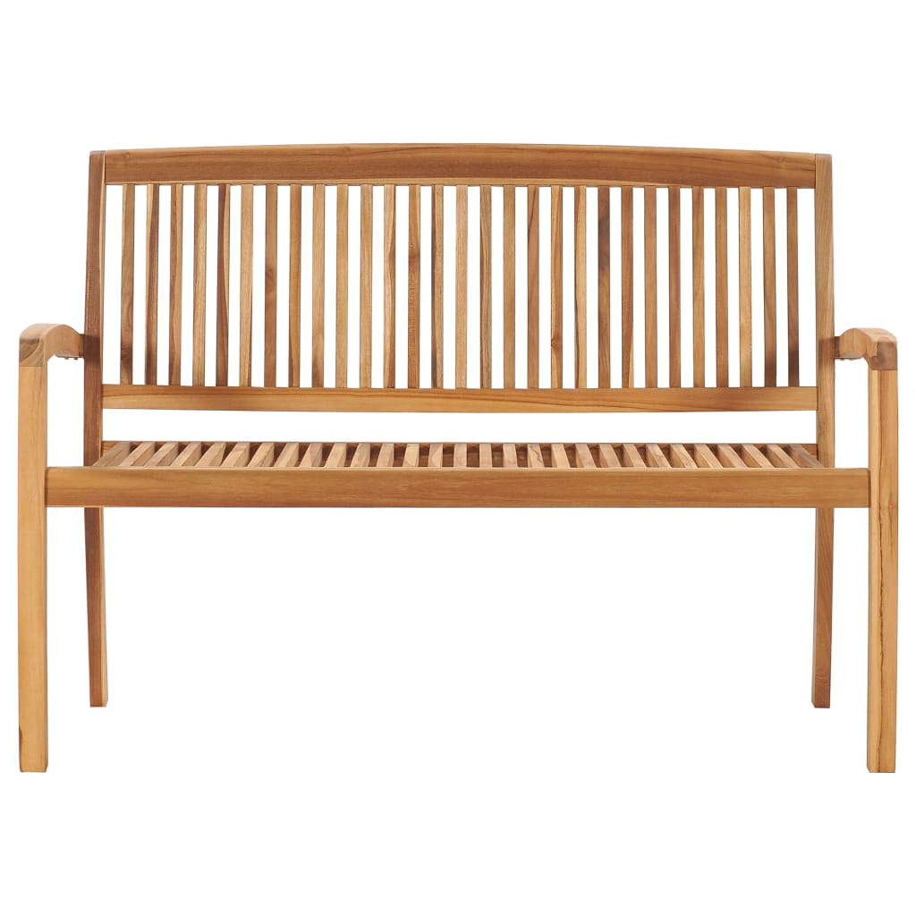 vidaXL Banco de jardín apilable y cojín madera maciza de teca 128,5 cm