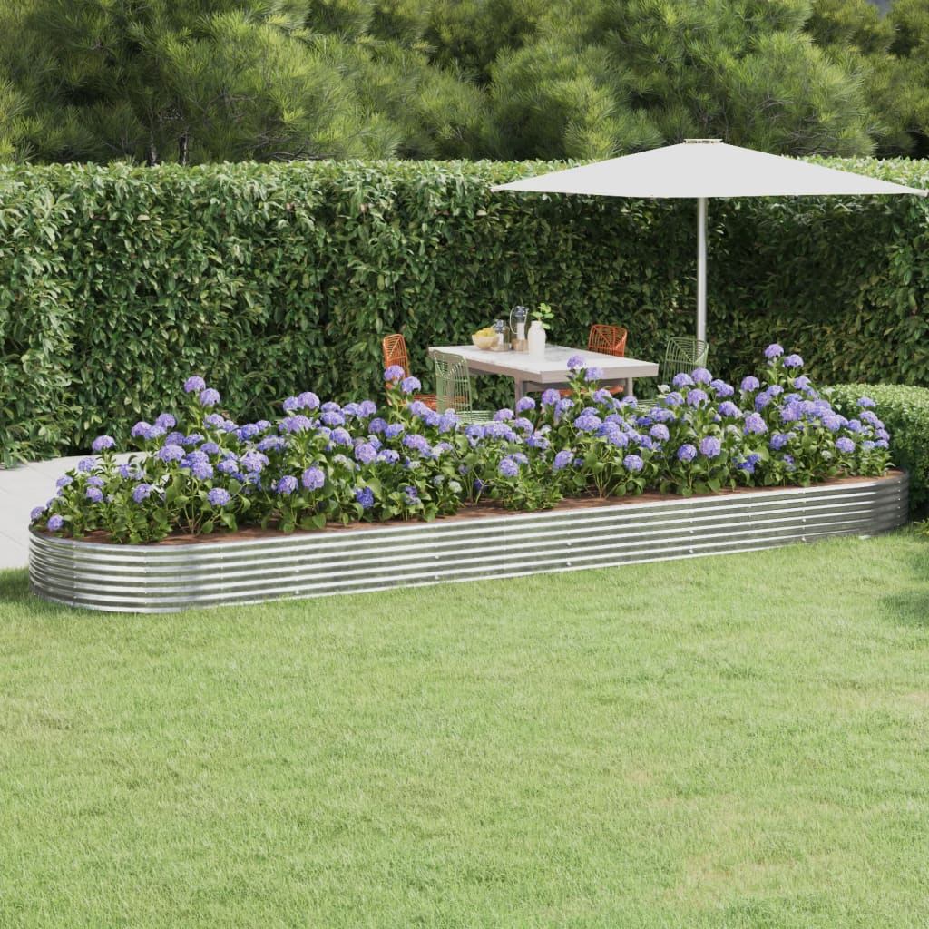 vidaXL Jardinera arriate acero recubrimiento polvo plata 523x140x36 cm