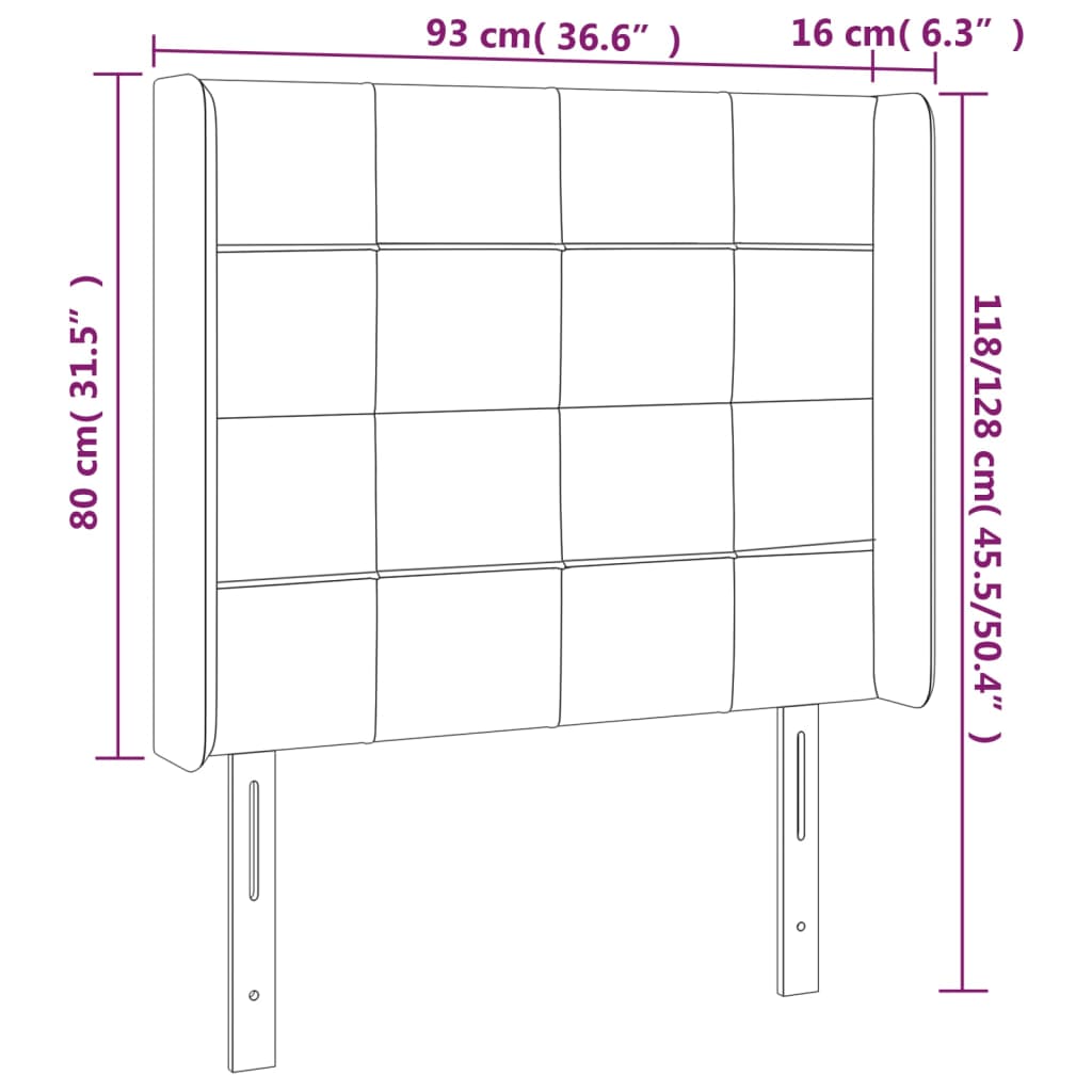 vidaXL Cabecero con LED de terciopelo negro 93x16x118/128 cm