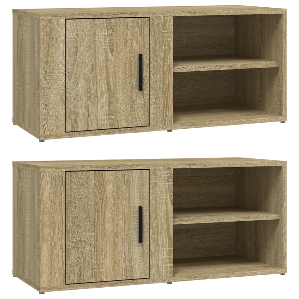 vidaXL Mueble TV 2 uds madera contrachapada roble Sonoma 80x31,5x36 cm