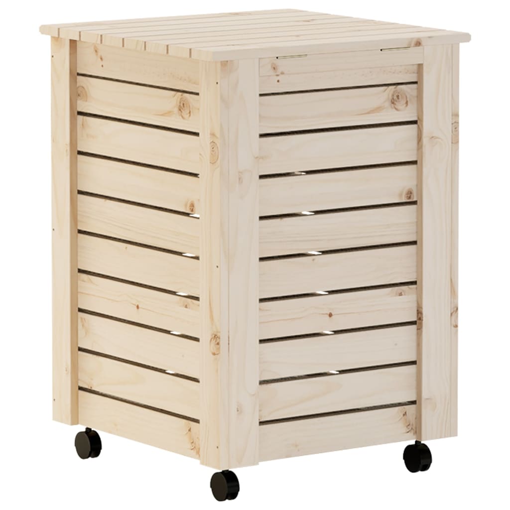 vidaXL Cesta ropa sucia con ruedas RANA madera maciza pino 45x45x64 cm