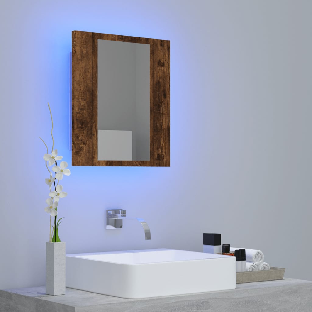 vidaXL Armario de baño con espejo LED madera roble ahumado 40x12x45 cm