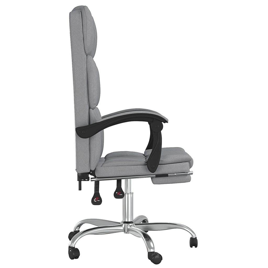 vidaXL Silla de oficina reclinable de tela gris claro