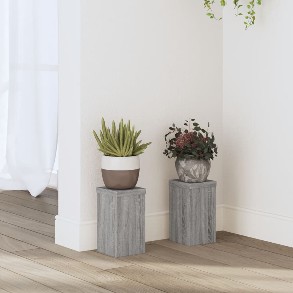 vidaXL Soportes de plantas 2 uds madera gris Sonoma 10x10x18 cm