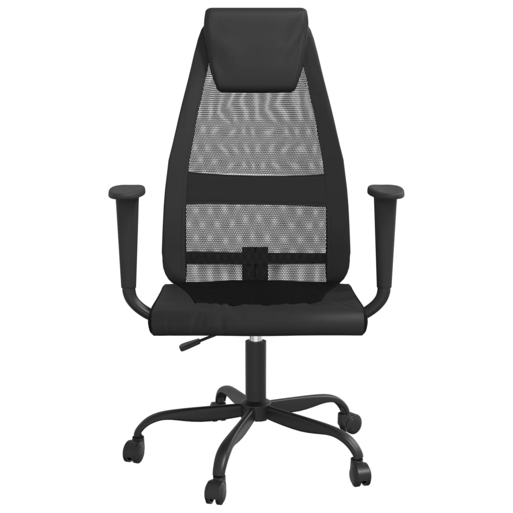 vidaXL Silla de oficina altura ajustable tela malla y cuero PE negro