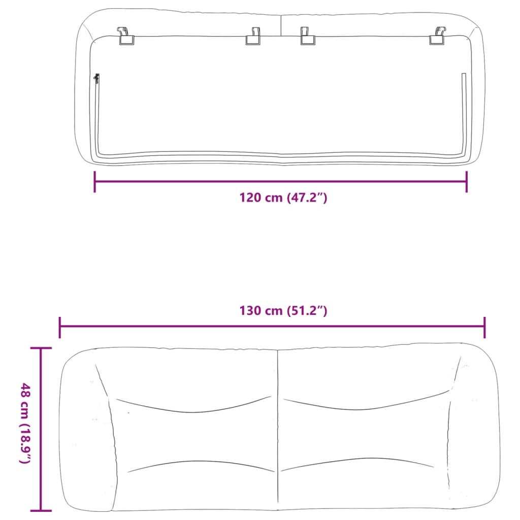 vidaXL Cabecero de cama acolchado cuero sintético marrón 120 cm