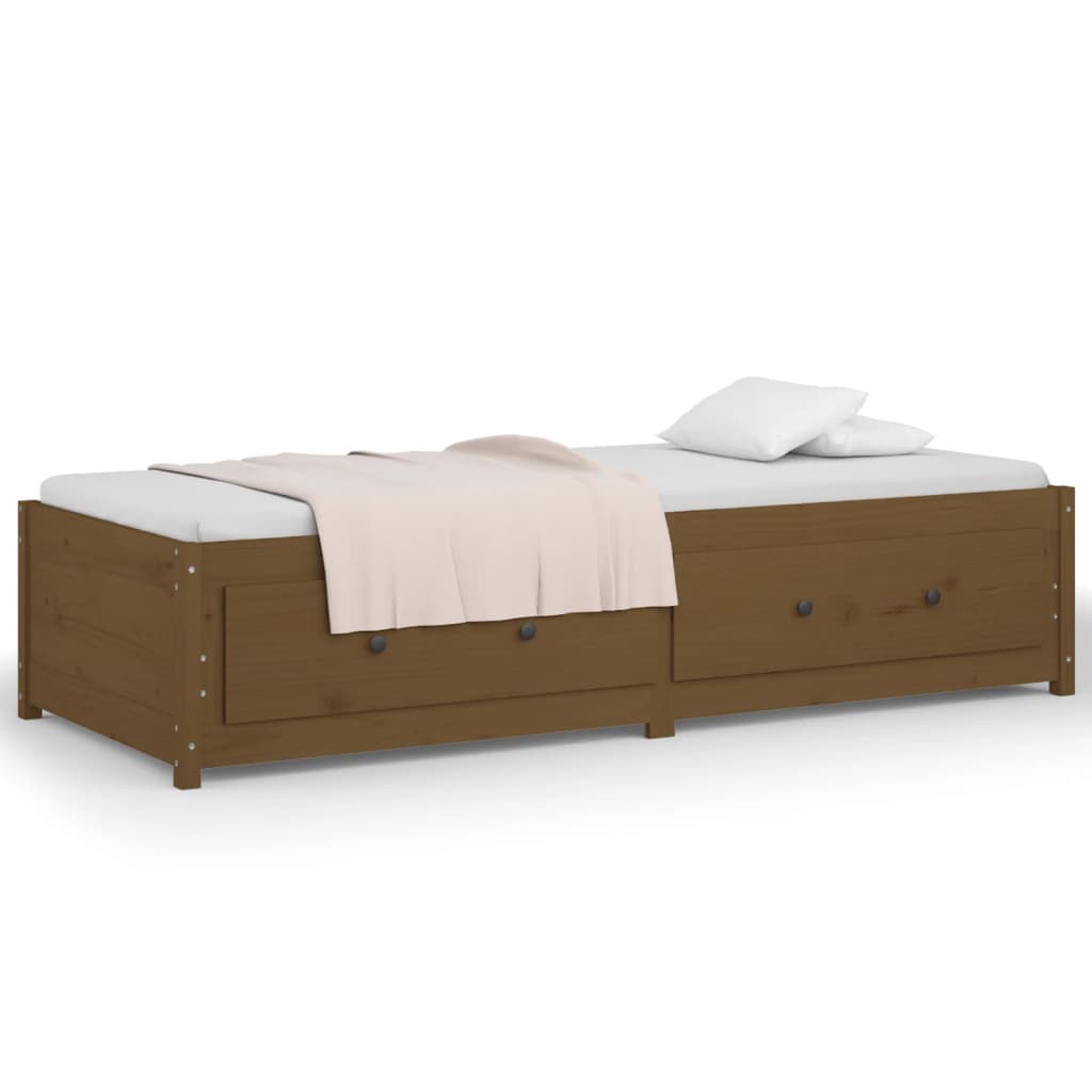 vidaXL Sofá cama madera maciza de pino marrón miel 90x200 cm