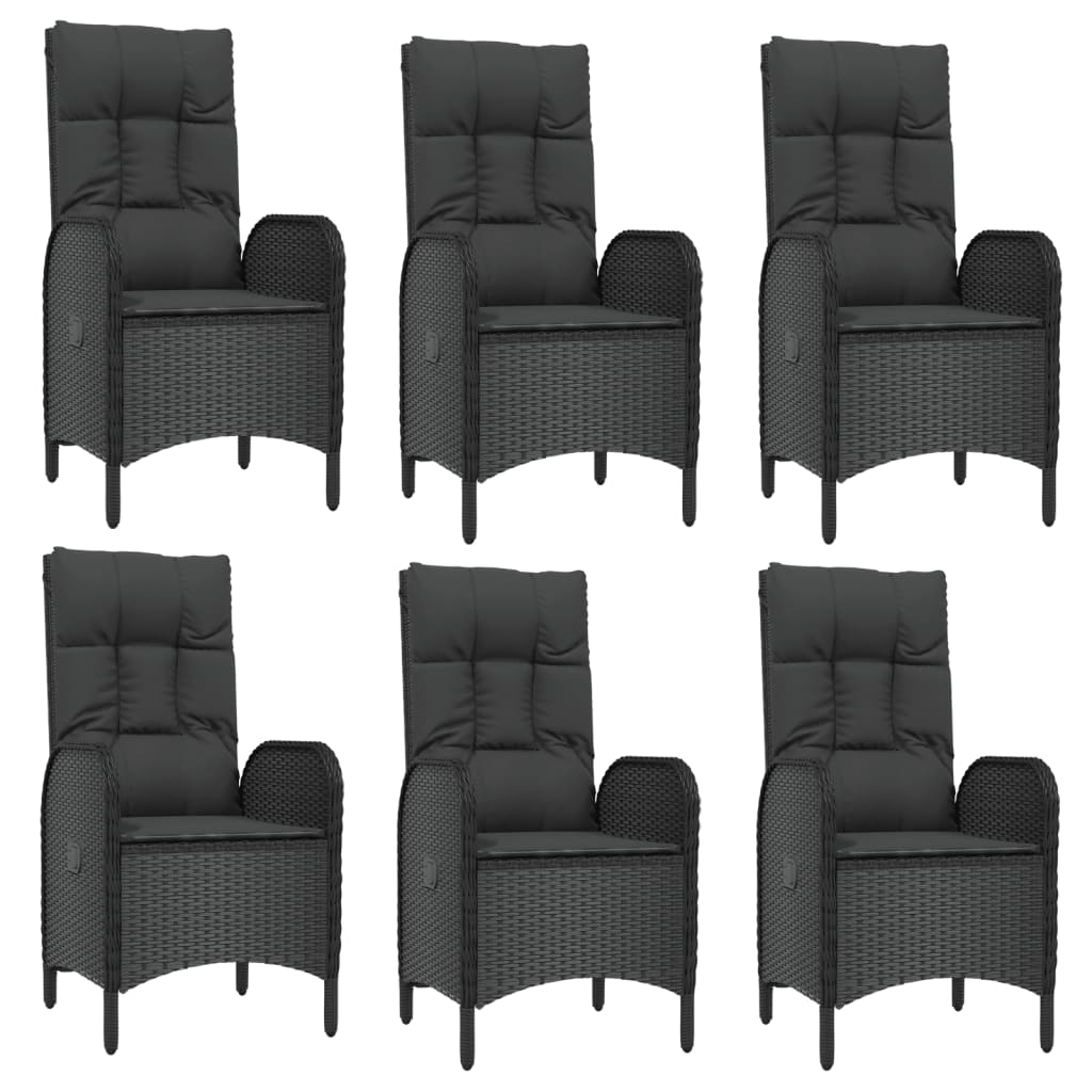 vidaXL Set comedor jardín 7 pzas y cojines ratán sintético negro gris