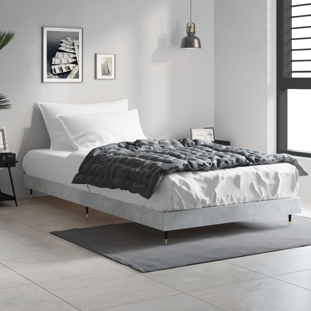 vidaXL Estructura de cama madera de ingeniería gris hormigón 90x190 cm