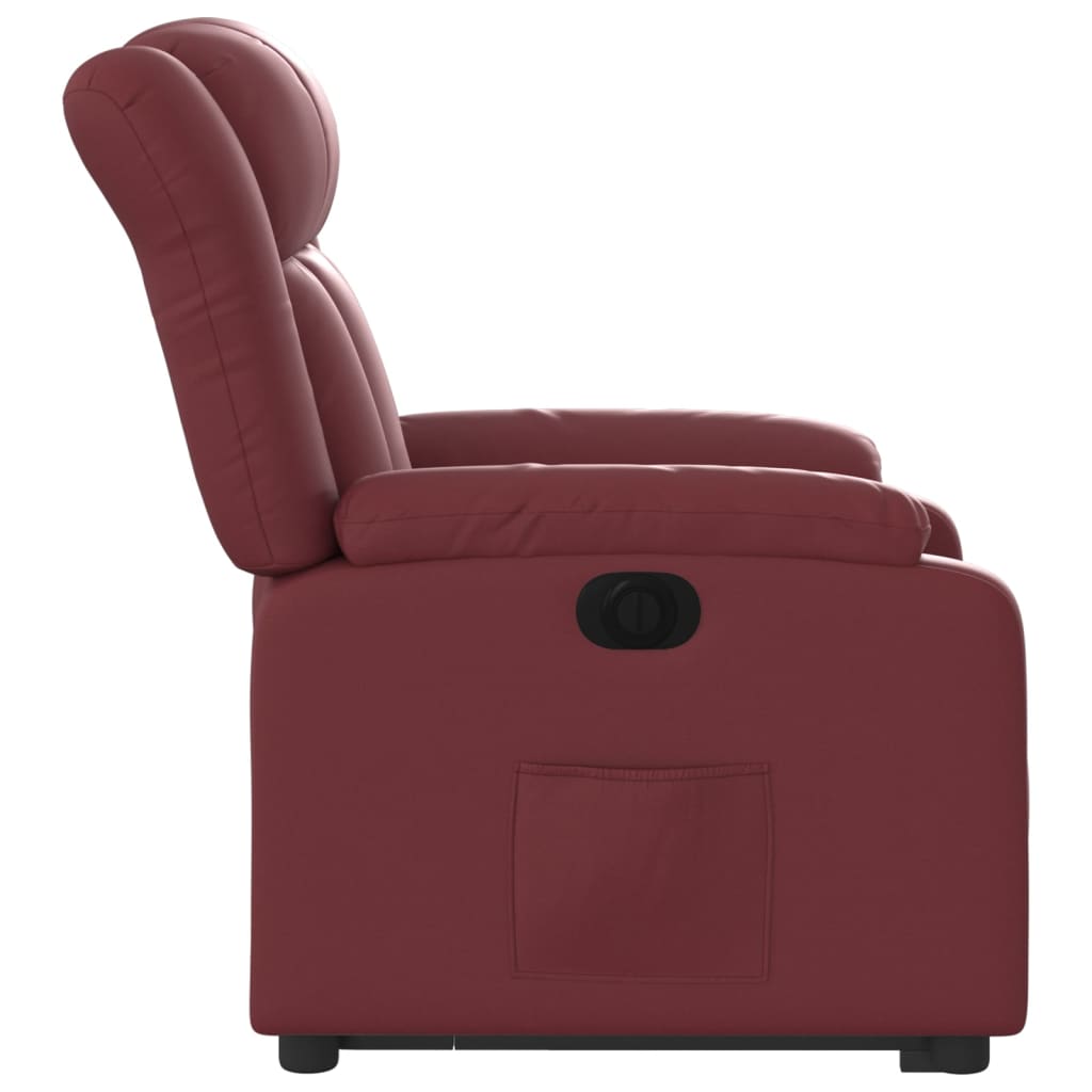 vidaXL Sillón elevable eléctrico cuero artificial rojo tinto