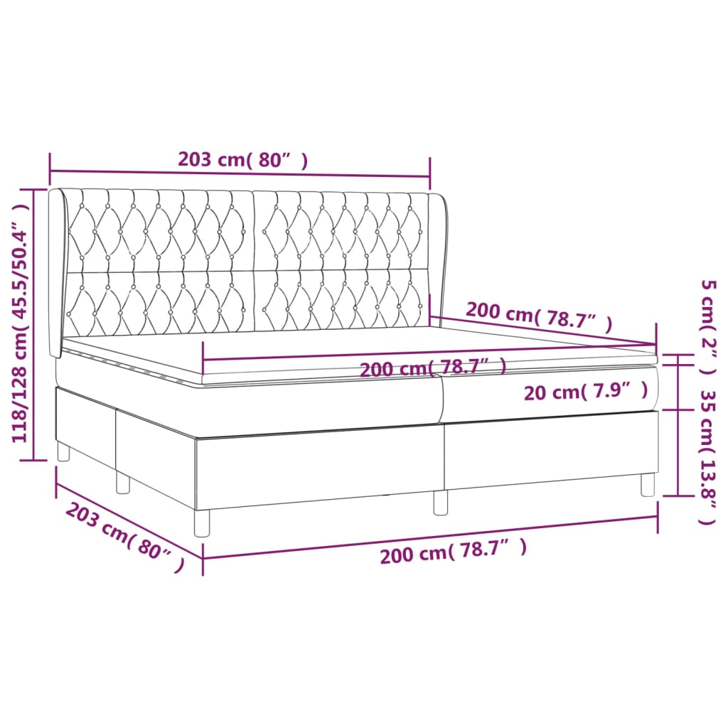 vidaXL Cama box spring con colchón tela negro 200x200 cm